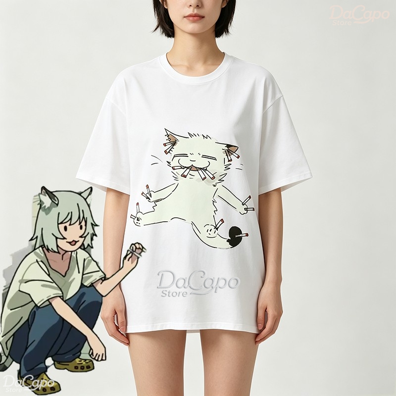 Anime Merchandise T-Shirts - Chainsmoker Cat Yaniko Satou Cute Anime